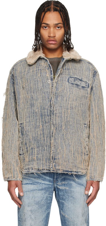 Bunda Diesel Shredded Denim Jacket with Sherpa Collar D-Ivar-S Rôznofarebný | A19276-0CMBZ-01, 0