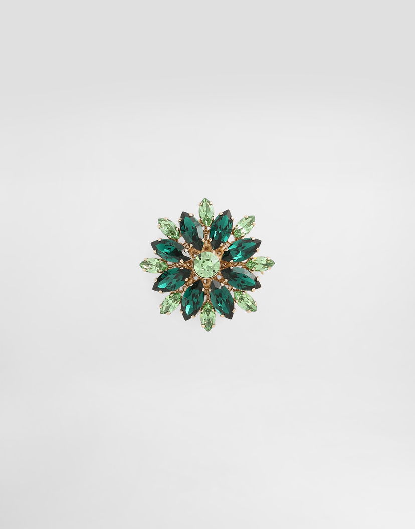 Spona Dolce & Gabbana Dolce & Gabbana Rhinestone Floral Brooch Zelené | WPR5S5W111187579