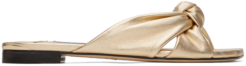 Tenisky a topánky Jimmy Choo Avenue Knotted Flat Sandals Metalická | AVENUE FLAT MNA, 0