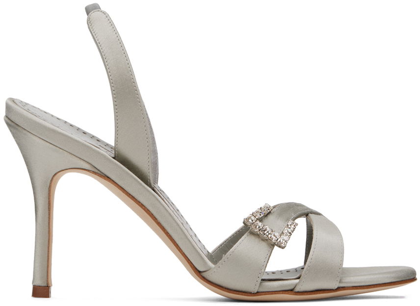 Manolo Blahnik Ramisli Satin Heeled Slingback Sandals
