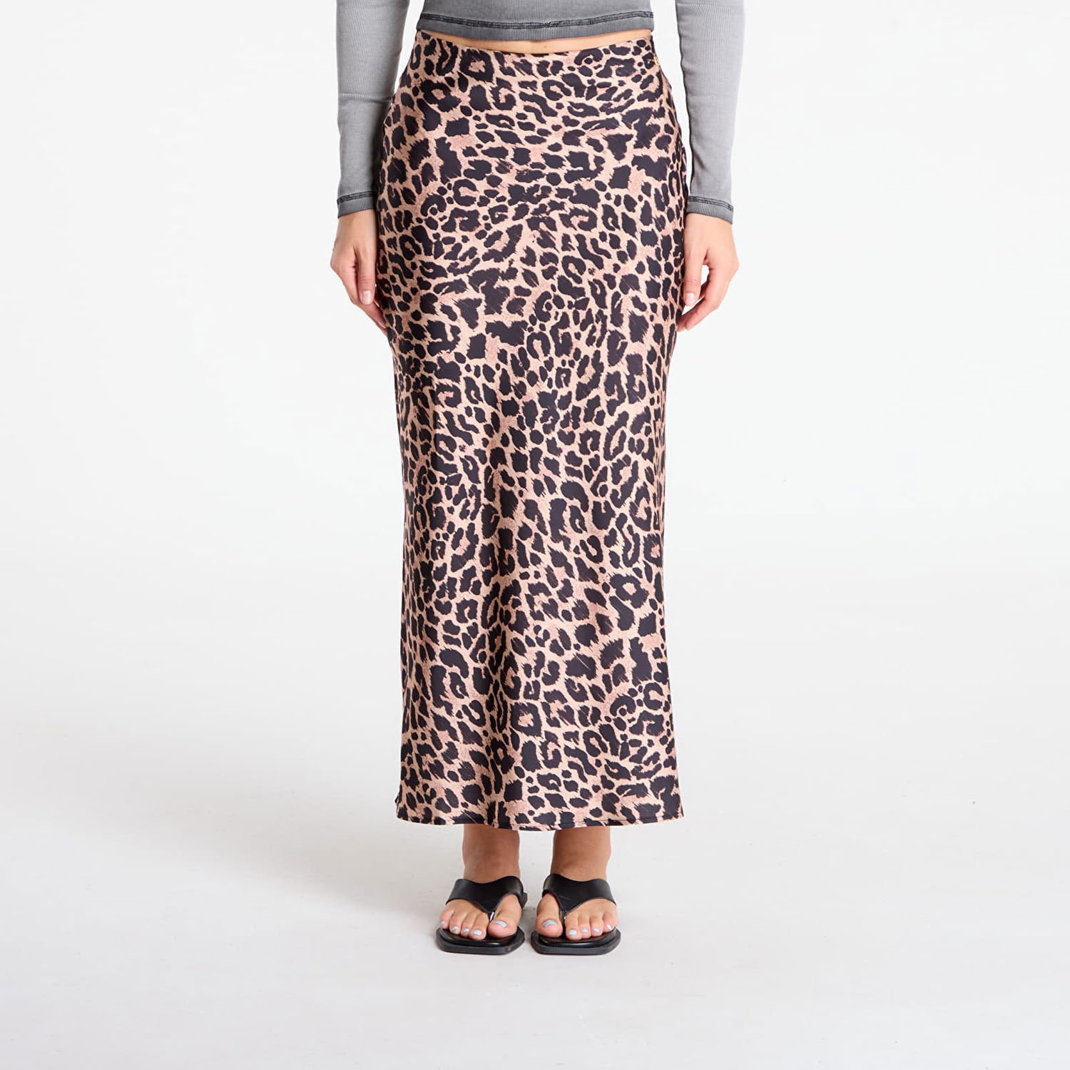 Sukňa GUESS GUESS Sibilla Long Satin Leopard Print Skirt Hnedá | W5YD55WF1T2-P1MO, 0