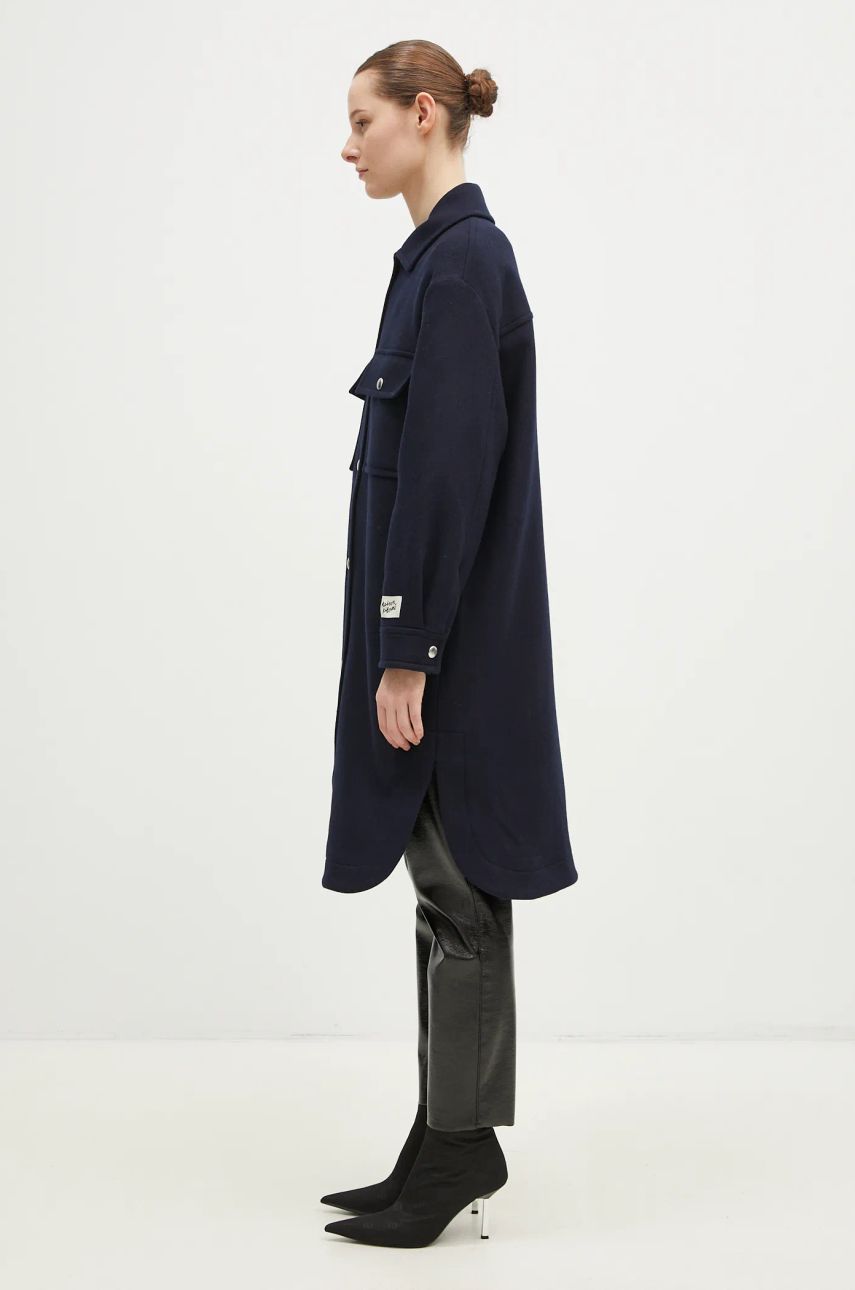 Bunda MAISON KITSUNÉ Maison Kitsune Workwear Wool Shirt Jacket Modrá | NW02211WM0026, 1