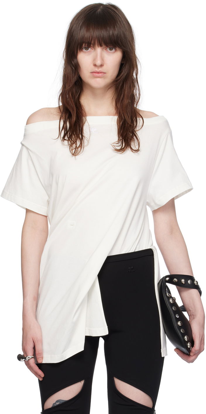 Tričko Courrèges Off Shoulder T-Shirt Biela | 224JBD094JS0107, 0