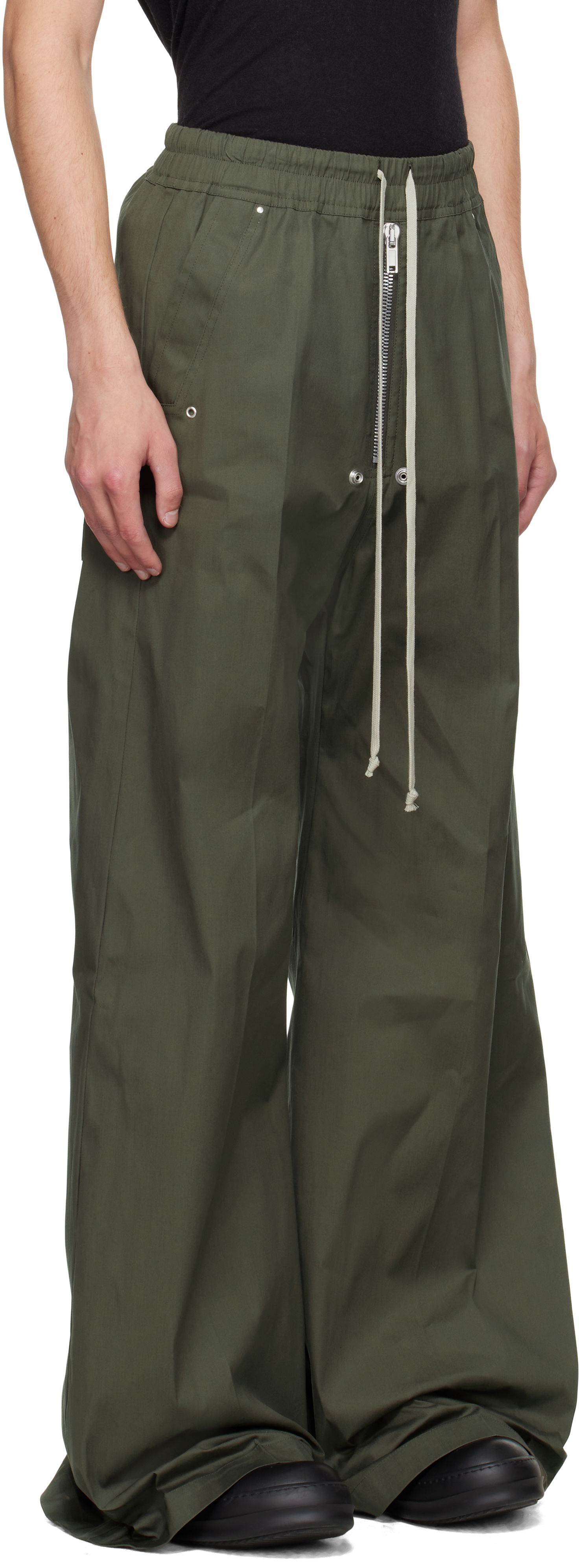 Nohavice Rick Owens Rick Owens Concordians Wide Bela Trousers Zelené | RU02E1366 TE, 1