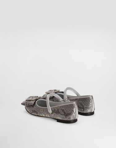 Tenisky a topánky Dolce & Gabbana Brocade Ballet Flats With Bow Metalická | D11377AV76080998, 2