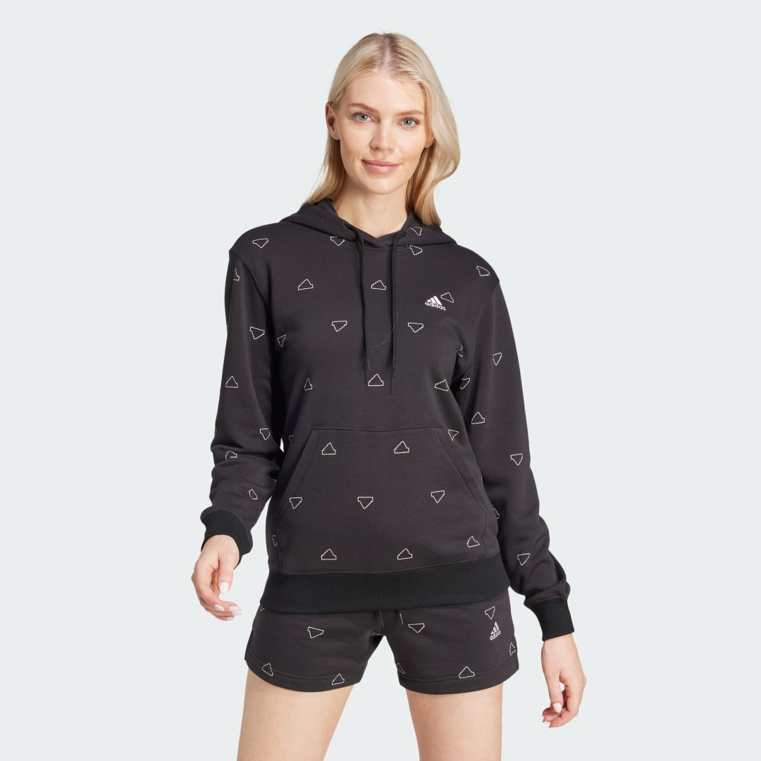 Mikina adidas Performance Essentials Monogram French Terry Graphic Hoodie Čierna | IV6111, 0