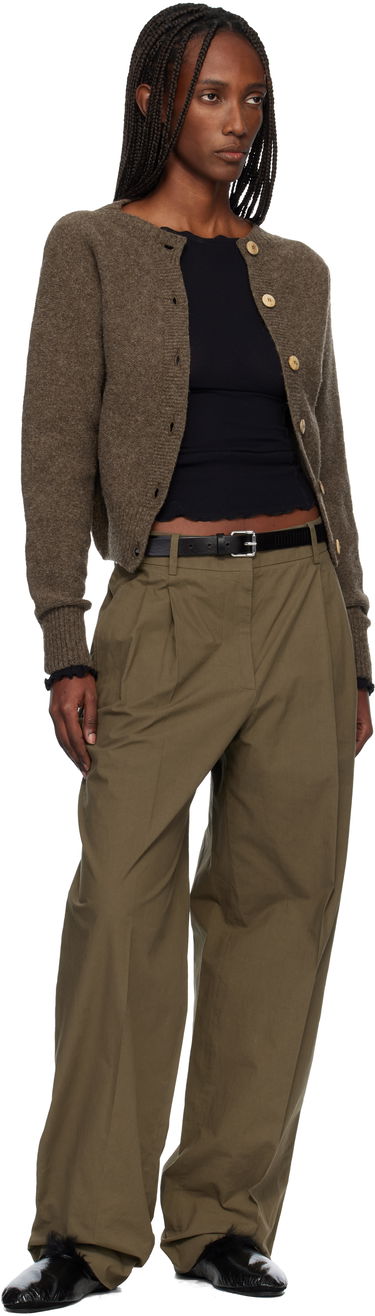 Sveter Baserange Tier Knitted Round-Neck Cardigan Hnedá | PUTC-MW-WI25, 3