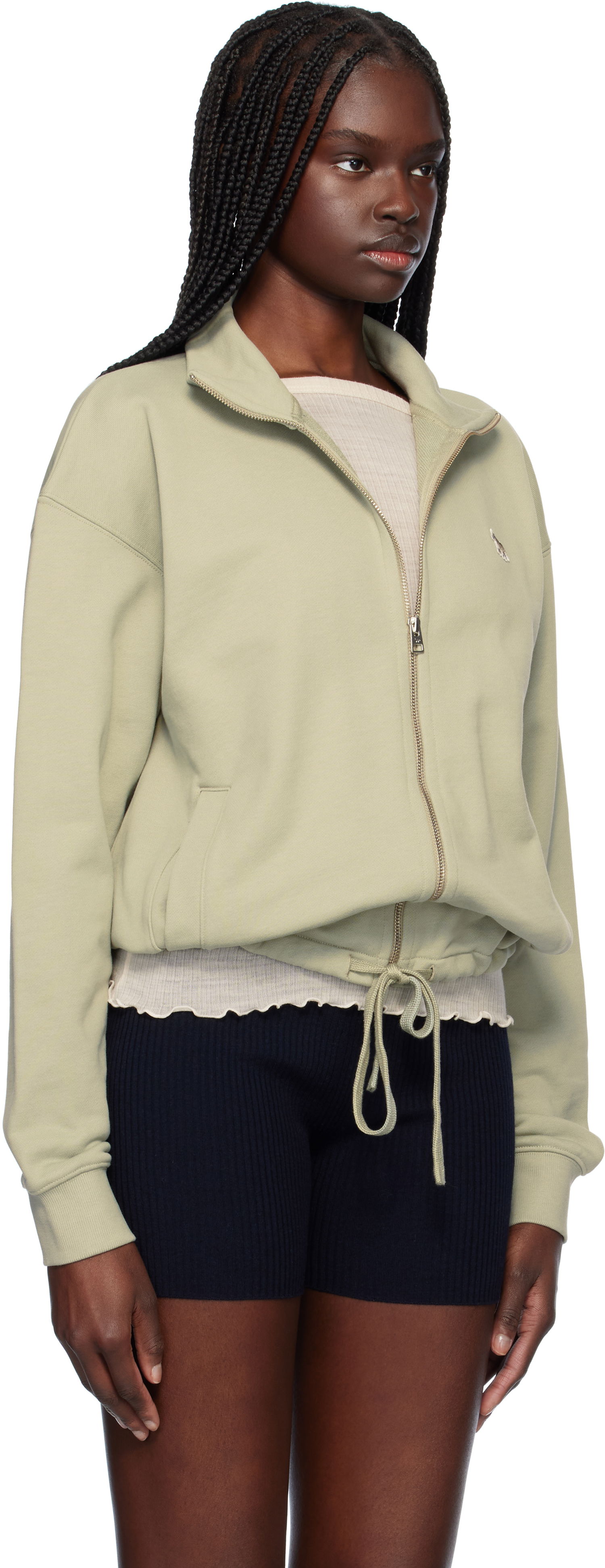 Mikina MAISON KITSUNÉ Maison Kitsuné Baby Fox Patch Zip-Up Sweatshirt Zelené | OW02132KM0325, 1