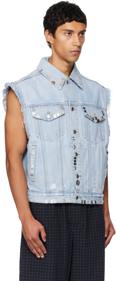 Vesta Alexander Wang Alexander Wang Distressed Oversized Hardware Denim Vest Modrá | UDC3252816, 1