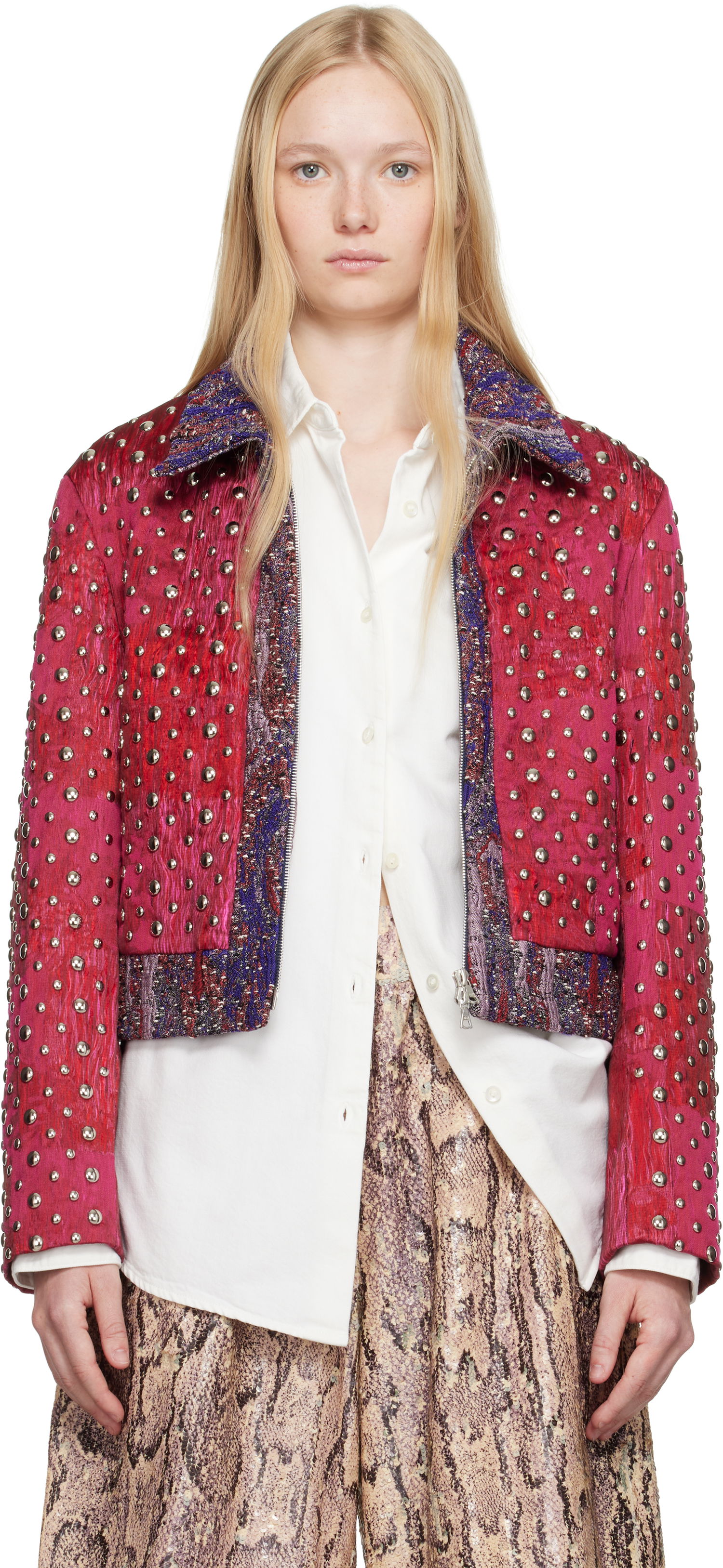 Bunda Dries Van Noten Dries Van Noten Embellished Cropped Jacket Ružová | 251-010519-1544, 0