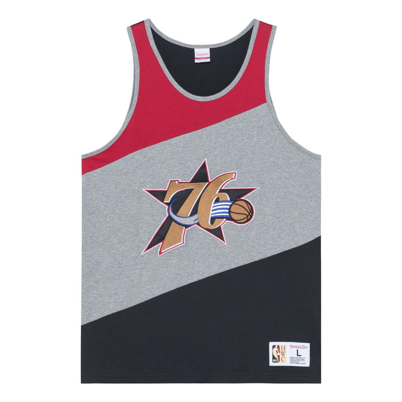 Tielko Mitchell & Ness NBA HWC Philadelphia 76ers Colorblocked Tank Top Šedá | TTNK5120-P76YYPPPGHBK