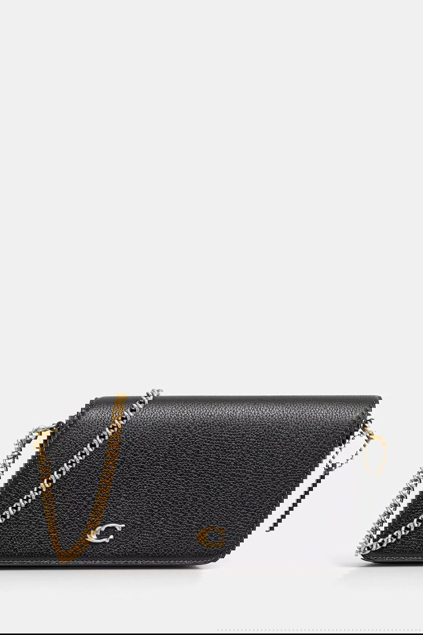 Kabelka Coach Mila Grained Leather Flap Wallet on Chain Čierna | CAO01, 0