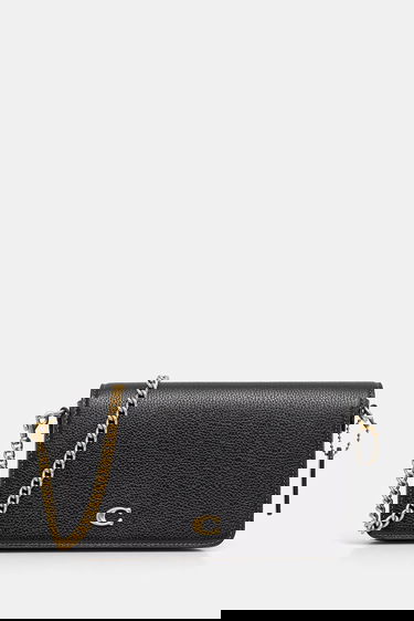 Kabelka Coach Mila Grained Leather Flap Wallet on Chain Čierna | CAO01, 0