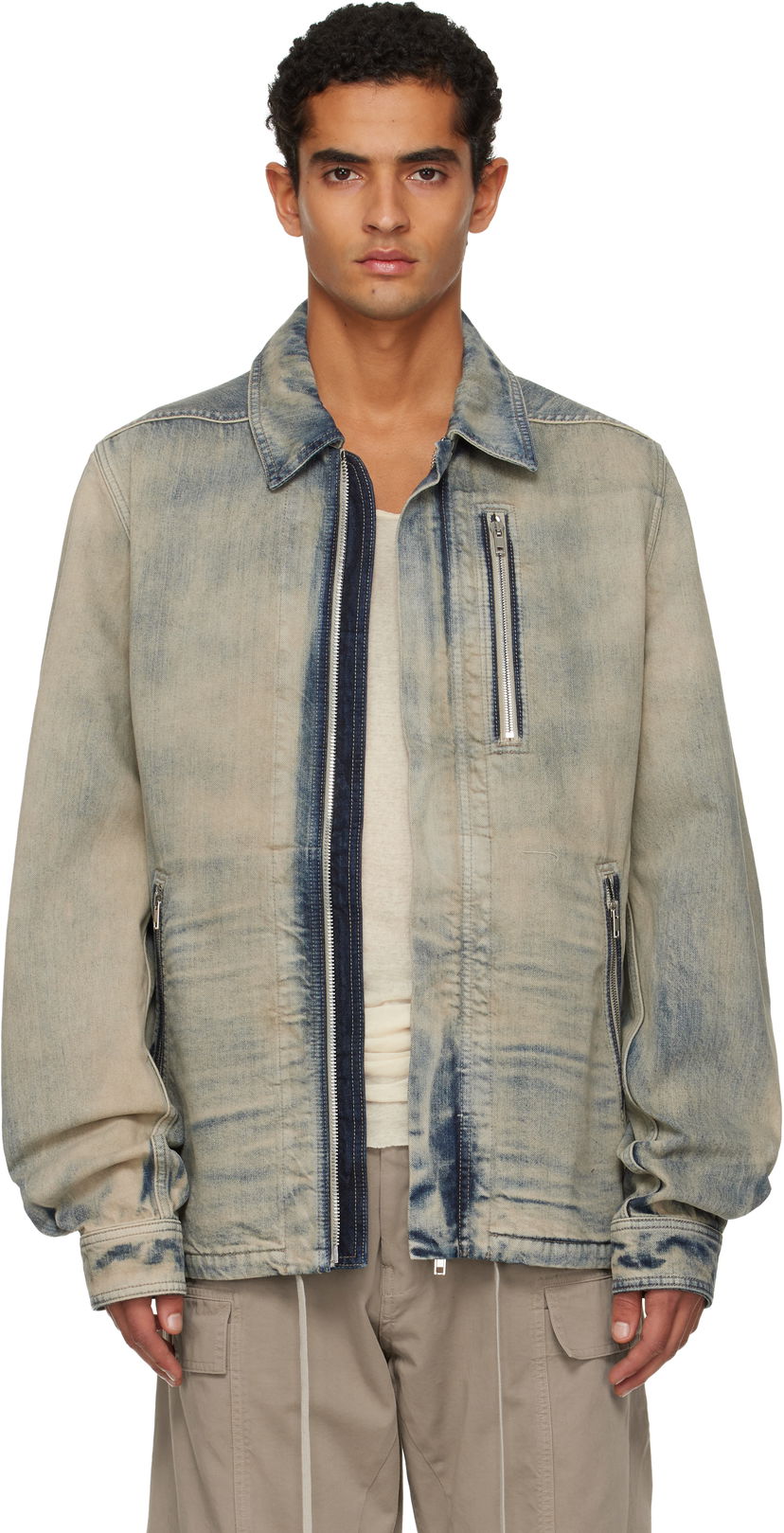 Bunda Rick Owens DRKSHDW Concordians Concealed Zipfront Denim Jacket Modrá | DU02E7775 DMP