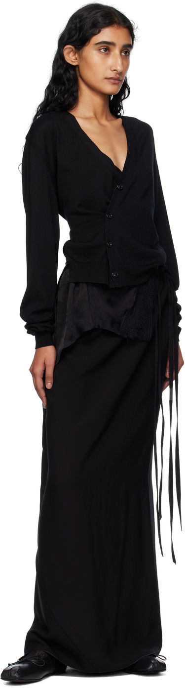 Sveter Ann Demeulemeester Ann Demeulemeester Zofia Asymmetric Spliced Cardigan Čierna | 2510-W-KN18-KN056-099, 3