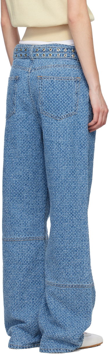 Džínsy GANNI GANNI Izey Fluffy Belt Jeans Modrá | J1721, 2