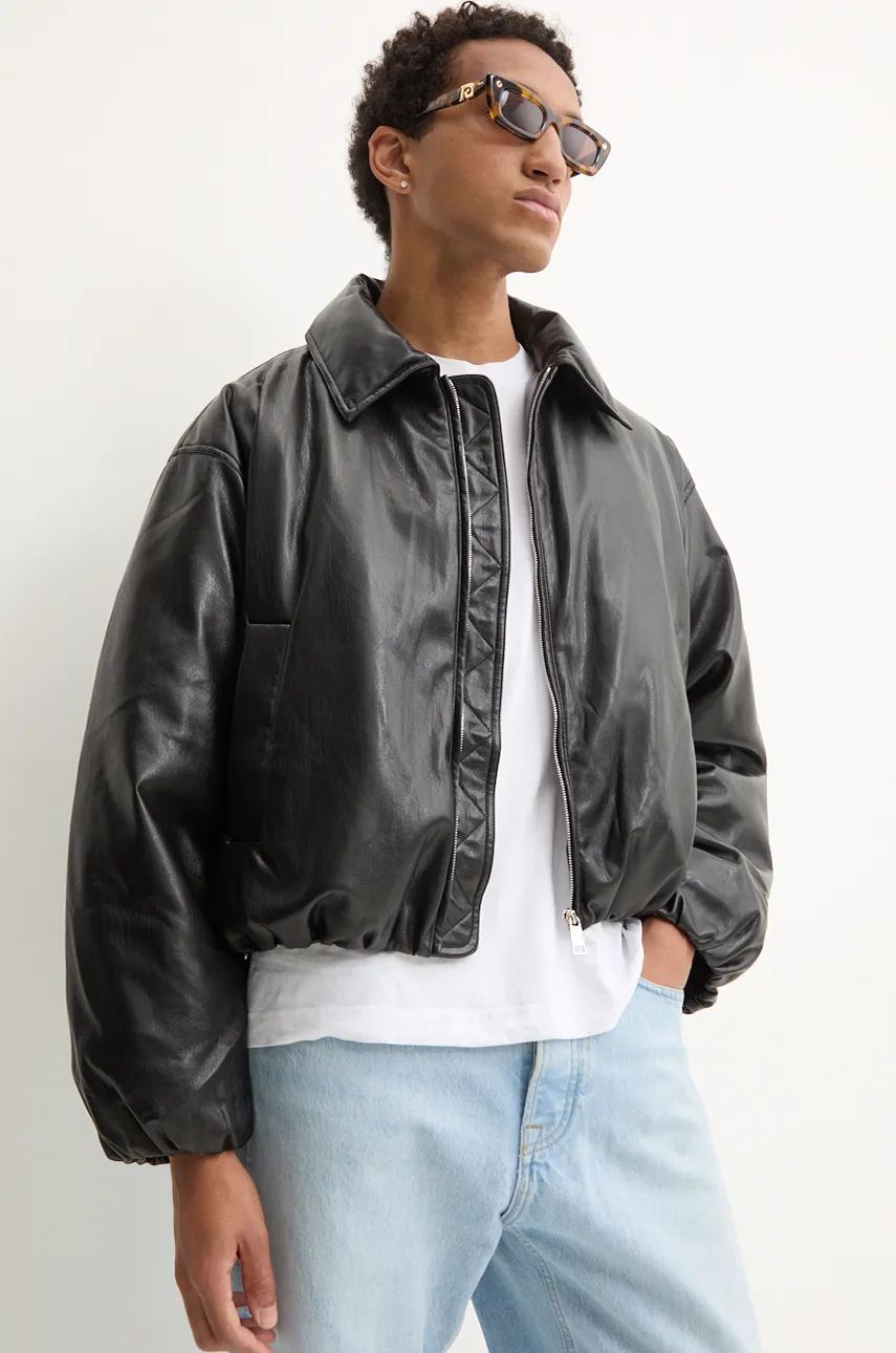 Bomber bunda Nanushka Oversized Faux Leather Bomber Jacket Čierna | NM24PFJK00199, 0