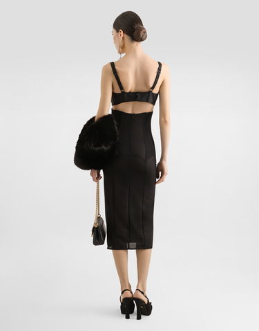 Šaty Dolce & Gabbana Dolce & Gabbana Calf-Length Satin and Lace Corset Dress Čierna | F6TTWTGDC4XN0000, 2