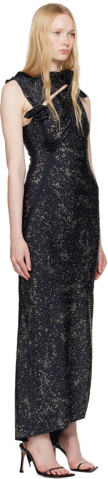 Šaty Coperni Coperni Crystal-Embellished Asymmetric Flower Maxi Dress Čierna | COPR44CRF5001, 1