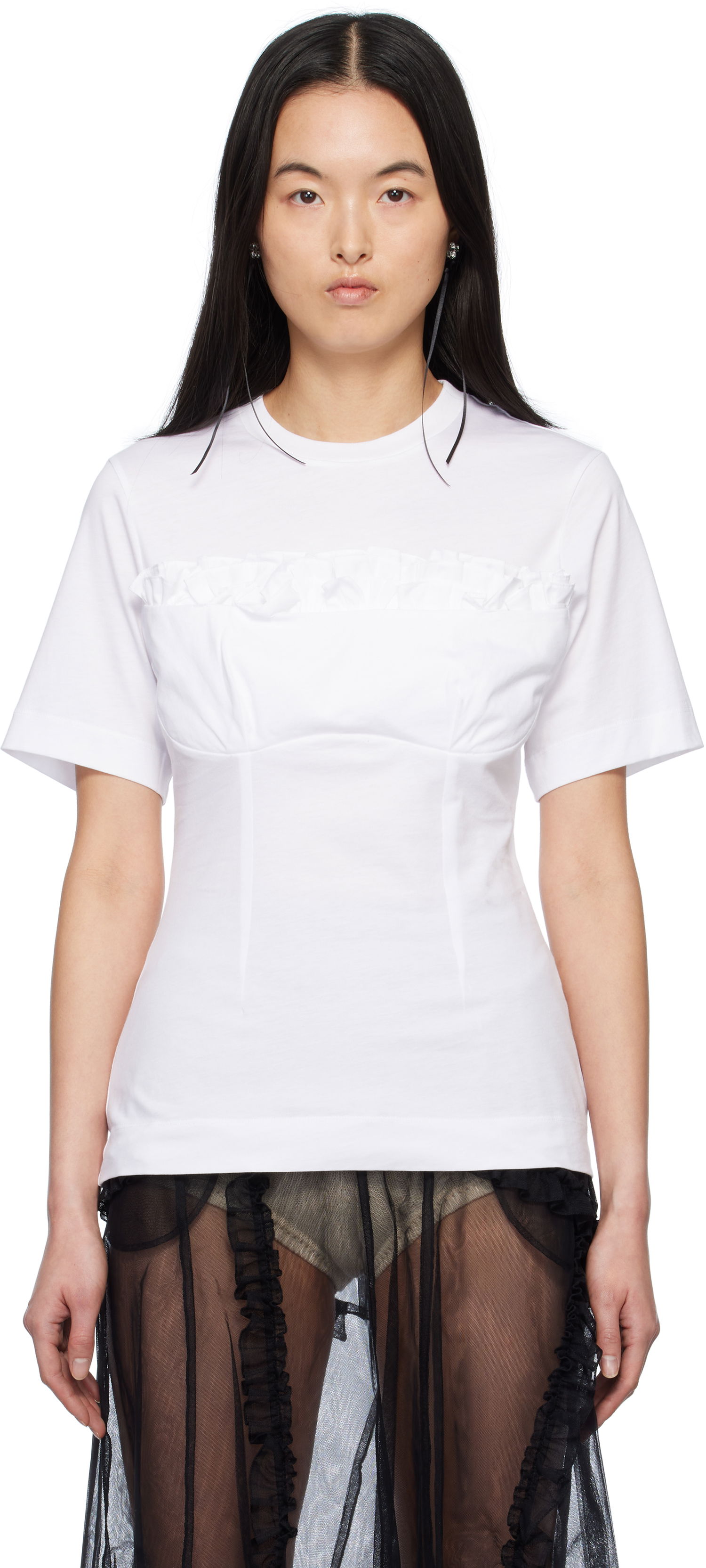 Tričko Simone Rocha Simone Rocha Balconette Bust Detail T-Shirt Biela | 5323 0553, 0