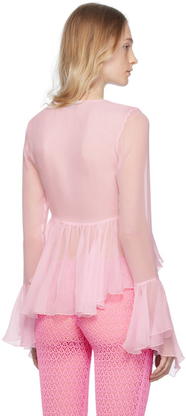 Košeľa Blumarine Blumarine Ruffled Tie-Front Blouse Ružová | P344C005A, 2
