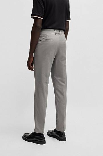 Nohavice BOSS Regular Fit Micro-Patterned Stretch Cotton Trousers Šedá | 50534880, 1