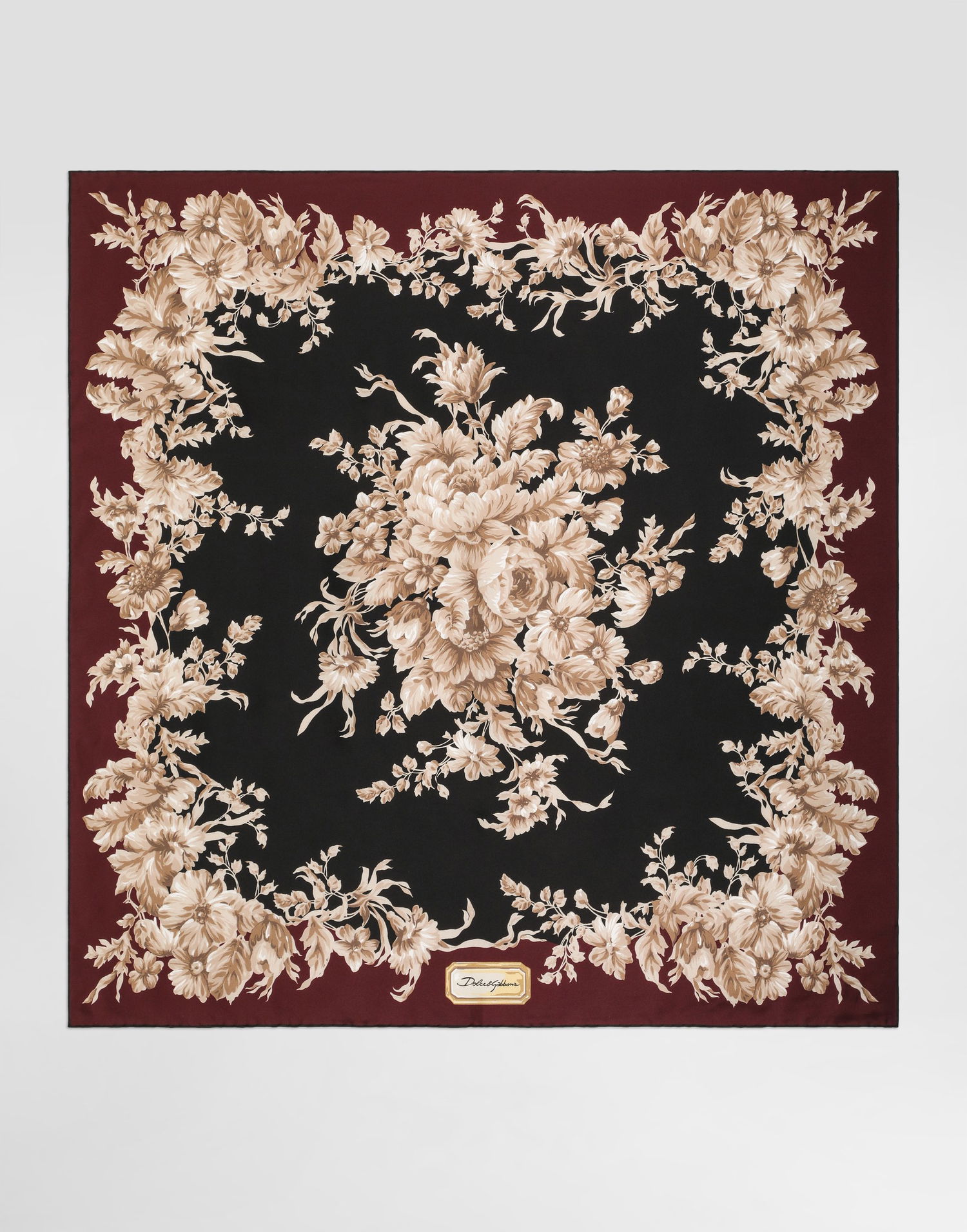 Šál Dolce & Gabbana Dolce & Gabbana 90x90 Floral Print Silk Twill Scarf Vínová | FN090RGDC9DHH4OX, 0