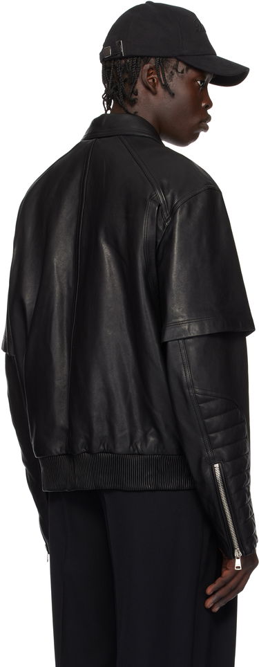 Bomber bunda Balmain Balmain Layered Leather Jacket Čierna | EH1TF936LC62, 2