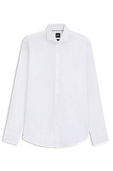 Košeľa BOSS Regular-fit shirt in stretch-cotton twill Biela | 50479948
