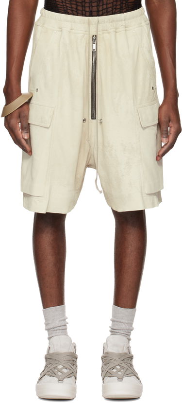 Šortky Rick Owens Rick Owens Hollywood Cargobela Leather Cargo Shorts Béžová | RU01E5360 LBA, 0