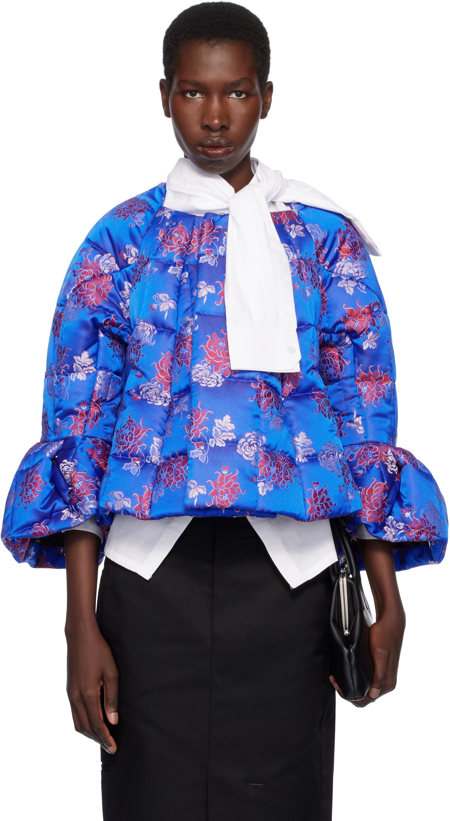 Prešívaná bunda Comme des Garçons Comme des Garçons Jacquard Quilted Cropped Jacket Modrá | GO-J033-051-1, 0