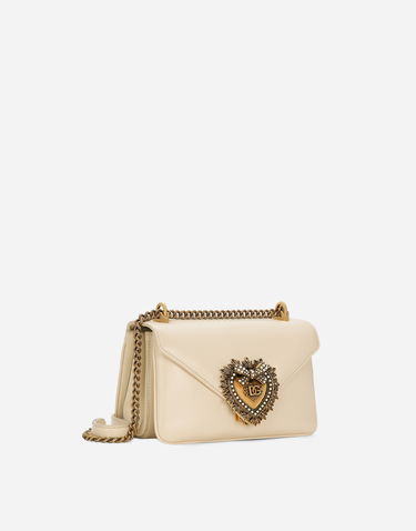 Taška cez rameno Dolce & Gabbana Leather Shoulder Bag with Jeweled Heart Béžová | BB7475AF9848H000, 2