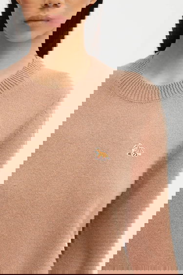 Sveter MAISON KITSUNÉ Maison Kitsuné Baby Fox Lambswool Regular Fit Crew Neck Sweater Béžová | PW00817KT1006, 3