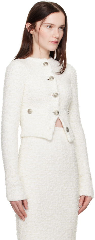 Sukňa Balenciaga Balenciaga Cropped Bouclé Cardigan Biela | 793604 T3328, 1