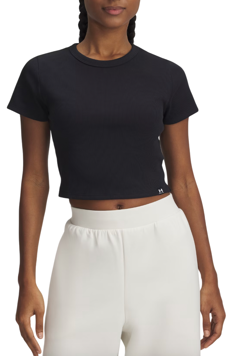 Crop Top Under Armour Rival Rib Cropped T-Shirt Čierna | 6000264-001, 0