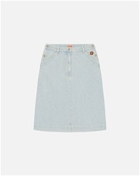 'Boke Flower' Crest Denim Workwear Midi Skirt