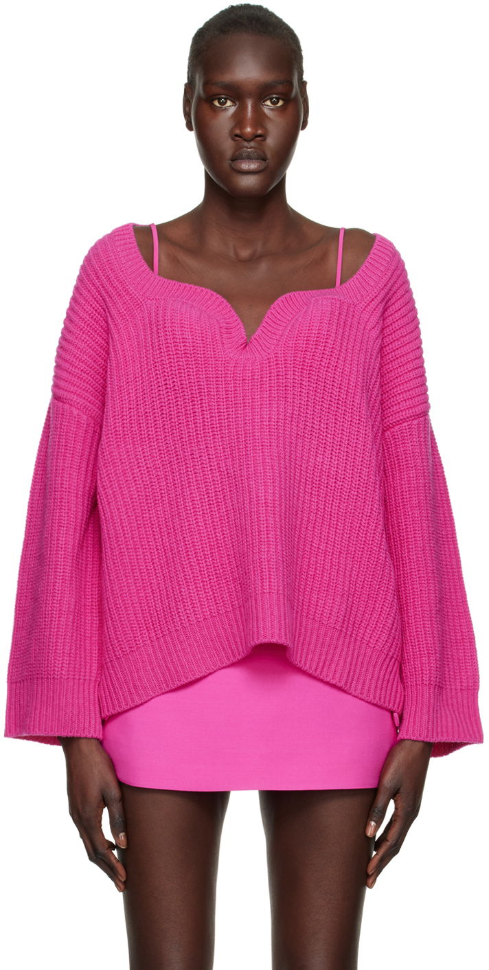 Sveter Valentino Sweetheart Neck Knitted Sweater Ružová | 1B0KC40Q7KC, 0