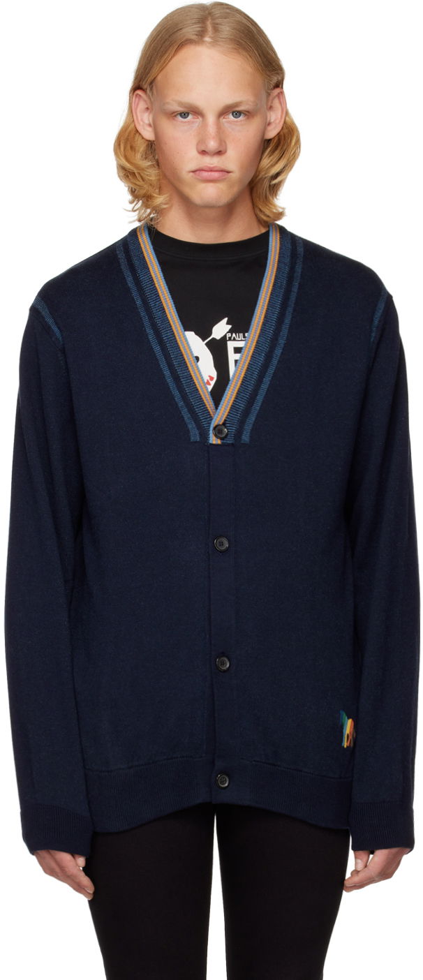 Sveter Paul Smith PS Paul Smith Rib Knit Cardigan Navy | M2R-539XE-J21681-49, 0