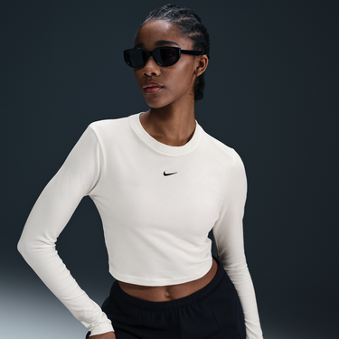 Crop Top Nike Sportswear Chill Knit Cropped Long Sleeve T-Shirt Biela | HF5322-135, 0