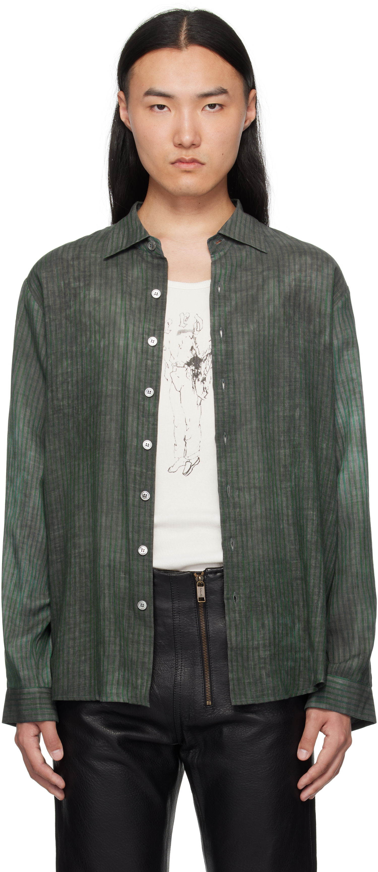 Košeľa Enfants Riches Déprimés Enfants Riches Déprimés Hamptons Junkie Striped Shirt Zelené | 040-247, 0