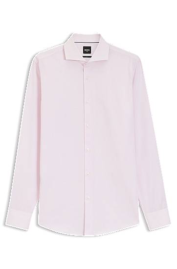 Košeľa BOSS Slim-fit striped cotton twill shirt Ružová | 50555977, 0