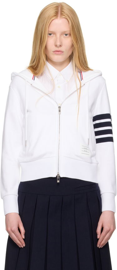 Mikina Thom Browne Thom Browne Classic Zip Up Hoodie Biela | FJT400A-00535, 0