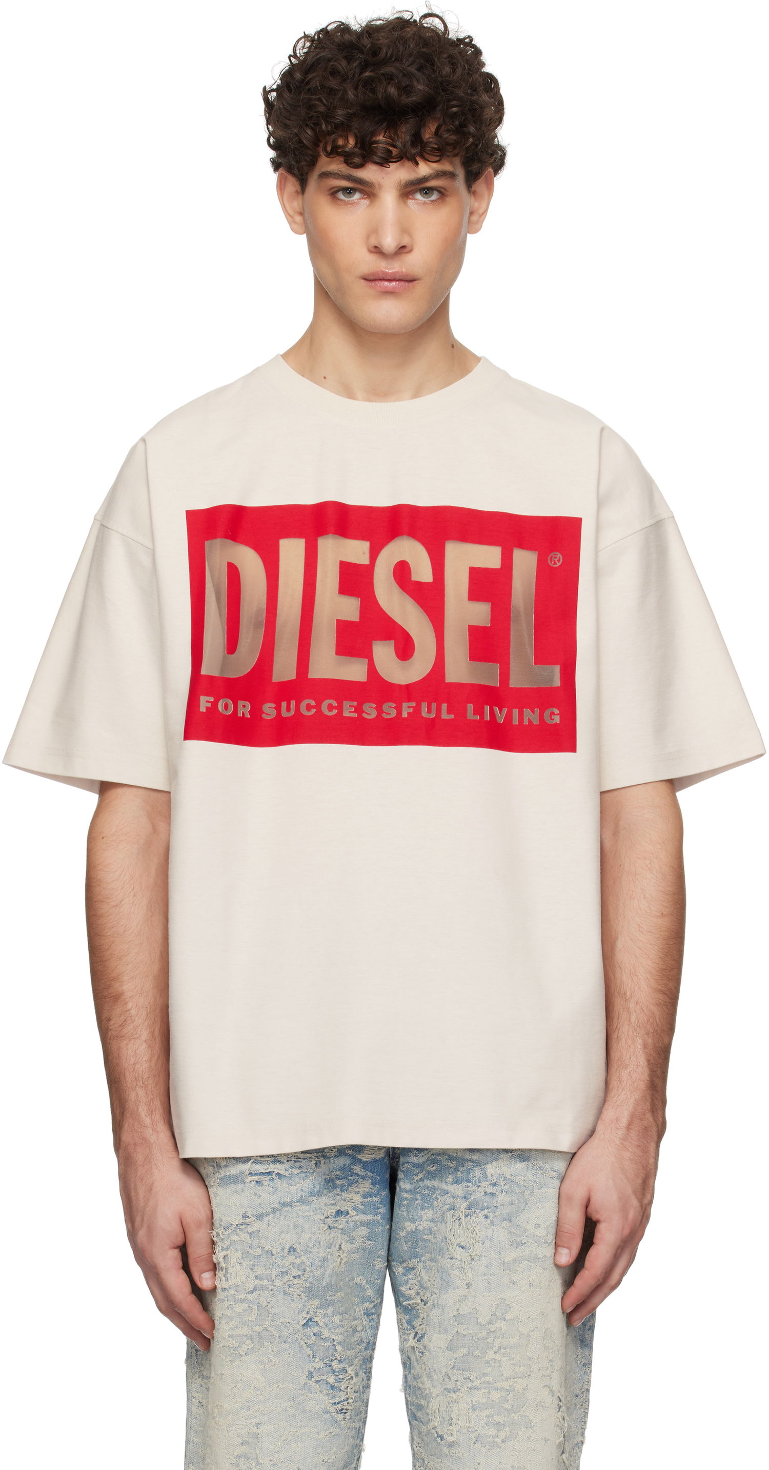 Tričko Diesel T-Shirt With Graphic Print Biela | A17099-0SHAY-100, 0