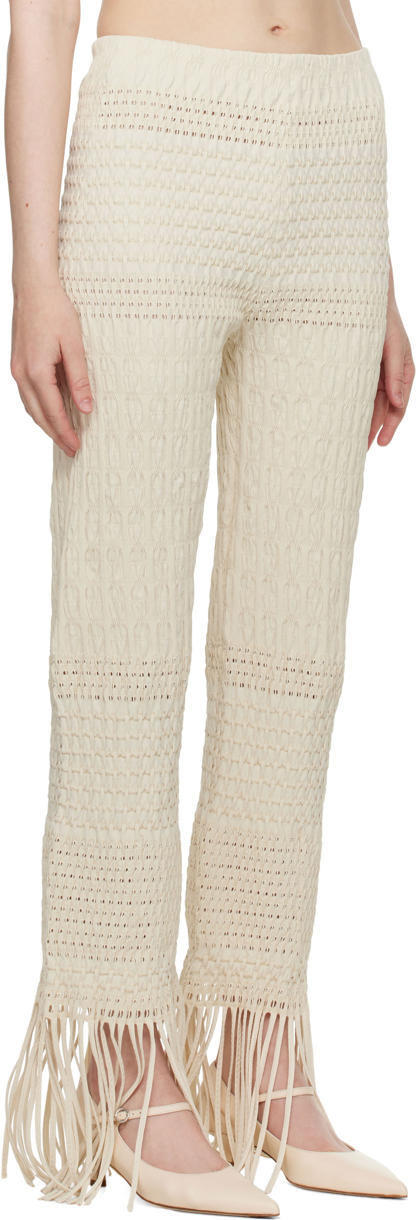 Nohavice Nanushka Nanushka Miciel Fringe Knit Trousers Béžová | NW25SSPA27105, 1