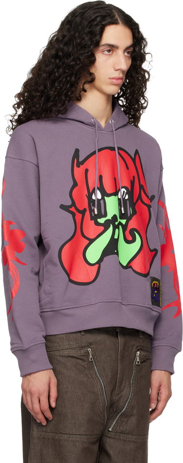 Mikina Chopova Lowena Bashful Graphic Pullover Hoodie with Sleeve Print Fialová | 5269, 1
