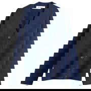 Ribbed Boiled Wool Knitted Cardigan