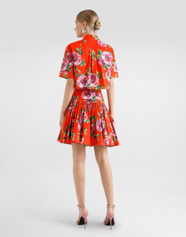 Košeľa Dolce & Gabbana Dolce & Gabbana Cropped Cotton Shirt with Rose Print Oranžová | F5Q20THS5TIHO5JA, 2