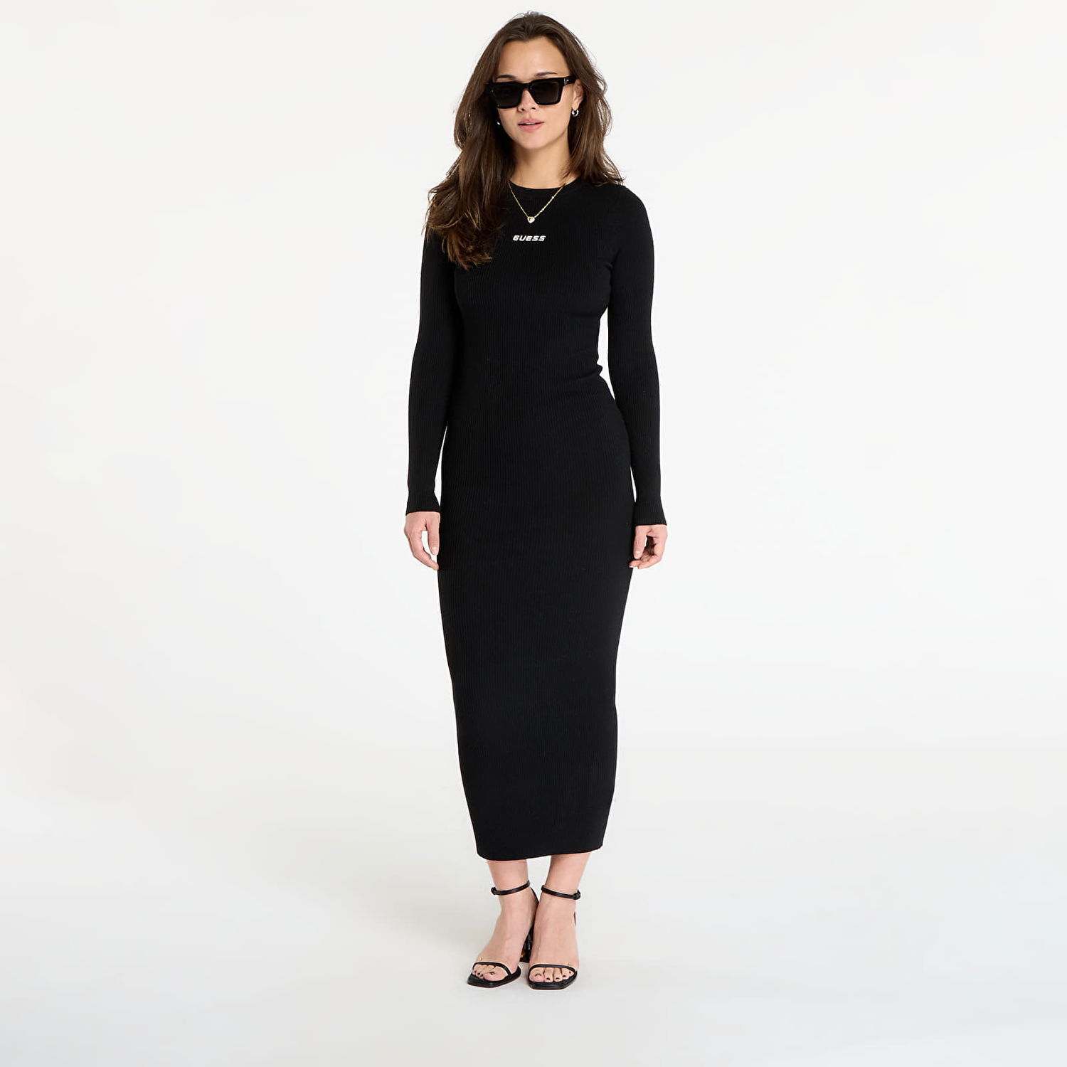 Šaty GUESS Flaminia Long Sleeve Ribbed Dress Čierna | V5BK02Z3JD2-JBLK, 0