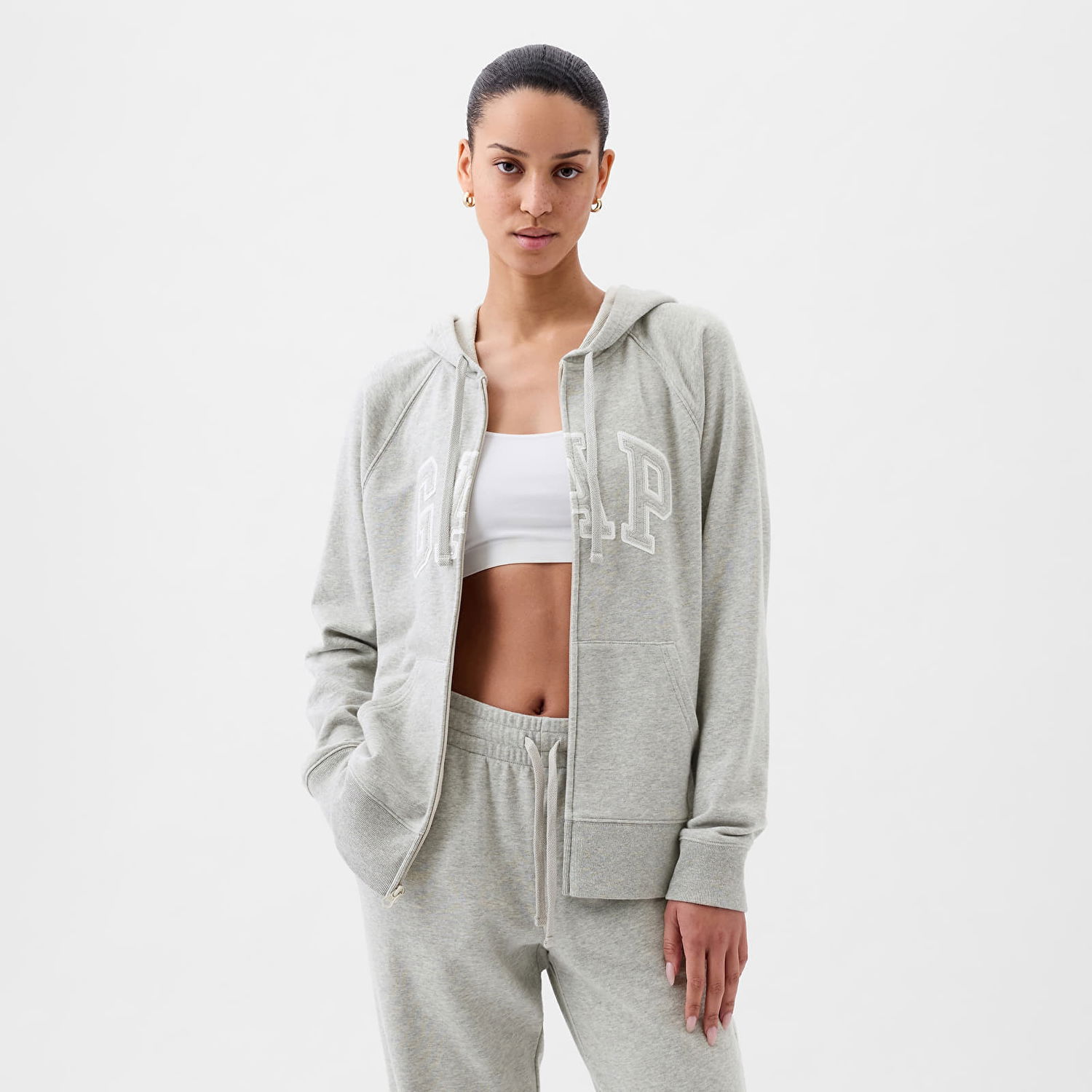 Mikina GAP Fullzip Logo Hoodie Light Heather Grey B08 Šedá | 870536-00, 0