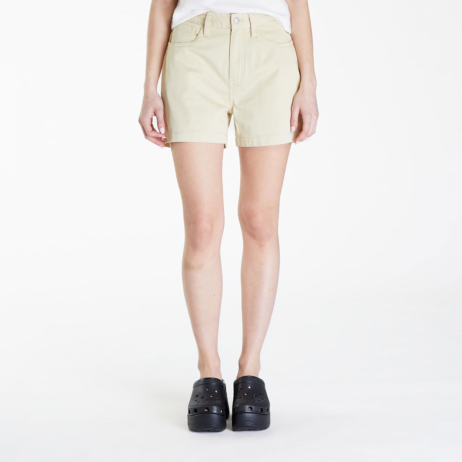 Šortky CALVIN KLEIN Jeans Woven Label Mom Short Green Haze Béžová | J20J223135 LFU, 0